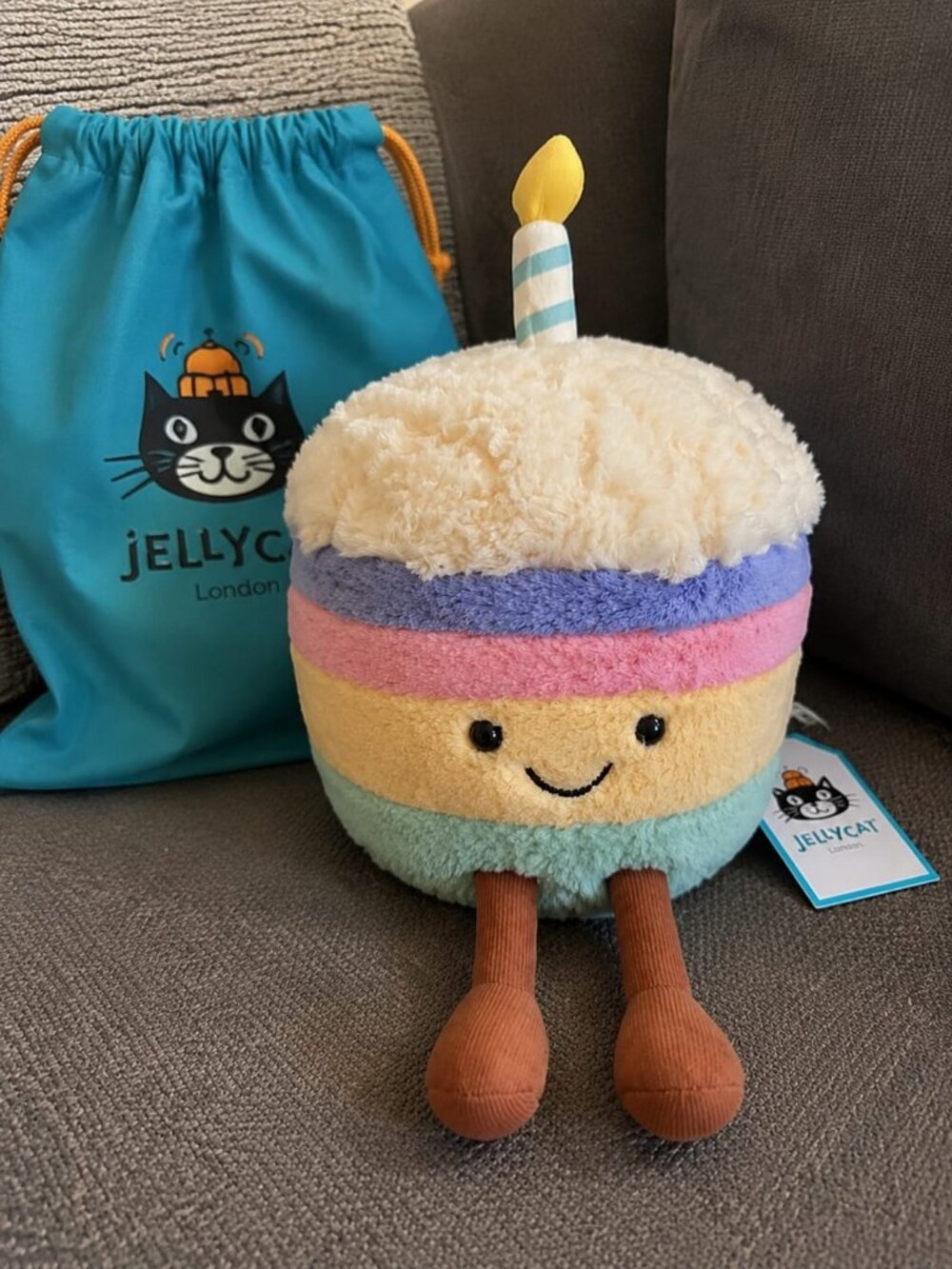 Jellycat Amuseables Rainbow Birthday Cake Plush Stuffed Toy Food Gift NEW NWT - Picture 2 of 6